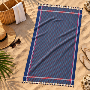 Toalla de playa promocional Kikoy, toalla turca Fouta con diseño y logotipo personalizados para compras al por mayor, proveedor indio. - Product Image 5