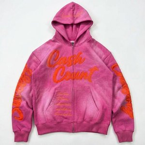Ensemble de survêtement rose en velours personnalisé pour homme, brodé, style streetwear, en molleton doux, avec short et sweat à capuche - Product Image 2
