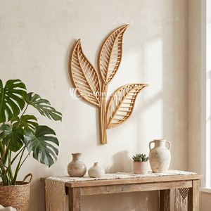 Decoración de Pared de Cactus de Mimbre del Suroeste, Arte Colgante de Hojas Botánicas de Lujo, Escultura Orgánica Moderna y Sostenible para Navidad - Product Image 4