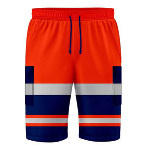 กางเกงขาสั้นทำงานนิรภัยแบบสะท้อนแสงสีเทาสำหรับผู้ชาย ผ้าแคนวาสแต่งลูกไม้สไตล์ฮิปฮอป ขายส่ง กันน้ำและกันลม - Product Image 3