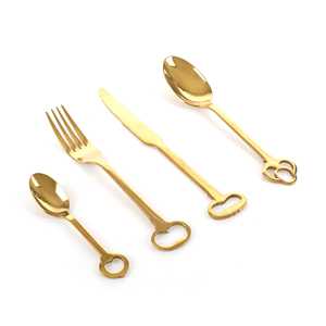 Gold Plated Flatware Set <b>Vintage</b> Metal <b>Cutlery</b> Set Mirror Finish Dessert Spoon Fork Knife for Table Decor For Clubs & Pubs Table - Product Image 1