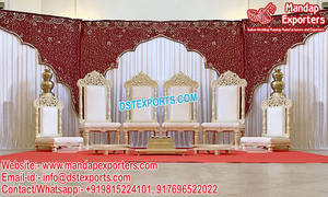 Chaises de mariage traditionnelles Vidhi pour Mandap chaises Mandap sculptées en bois pour mariée marié ensemble de chaises Mandap en bois sculpté doré UK - Product Image 6