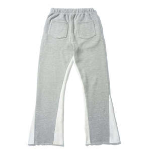 Men's Casual Flare Pants 100% Cotton Mid <b>Elastic</b> <b>Waist</b> Drawstring Street Style Color Block Sweatpants Wide Leg <b>Trousers</b> - Product Image 2