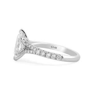 Marquise Cut Lab Diamond <b>Ring</b> with SixClaw Tulip Basket Setting Cathedral Design Round Lab Diamond Pave <b>Split</b> Band - Product Image 3