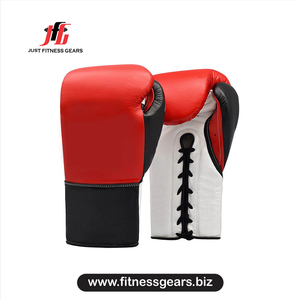 Gants de boxe en cuir PU avec fermeture à lacets pour poignet, équipement d'entraînement pour adultes, rouge et blanc - Product Image 1