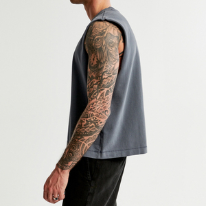 Custom <b>Men</b> Gym Muscle Clothing Sleeveless <b>Cropped</b> Tee Man Heavyweight Sleeveless T-shirt - Product Image 4