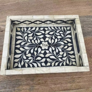 Bandeja Decorativa Premium con Incrustaciones de Hueso, Hecha a Mano, para Mesa, por Tradebyd - Product Image 1