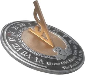 Horloge solaire ronde en laiton peinte de 10 pouces pour jardin, décoration extérieure pour la maison et le jardin - Product Image 4