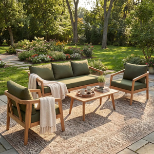 Conjunto de Sofás Modernos de Madera de Teca para Exteriores, para Hotel, Villa, Patio Trasero, Terraza - Product Image 1