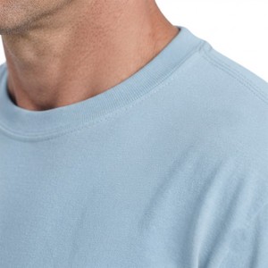 T-shirt en coton uni bleu clair pour homme, manches courtes, col rond, coupe classique, décontracté, couleur unie, jersey tricoté respirant, tee-shirt de tous les jours - Product Image 4