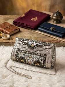 Mosaic Bohemian Messenger Bag Metal Clutch Purse Chain <b>Strap</b> Handmade Lightweight Fashion Women Wedding Evening Bag - Product Image 3
