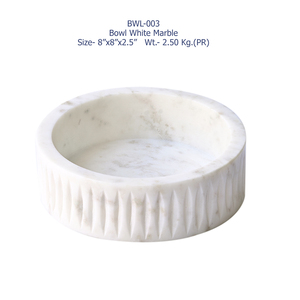 Tazón para Servir de Mármol Blanco Hecho a Mano, Estilo Real Indio, Vajilla de Piedra Natural Premium para Cocina y Comedor, Precio al por Mayor - Product Image 3