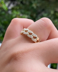 Classic Iced Moissanite Chain Link <b>Ring</b> 925 Sterling <b>Silver</b> Rhodium Plated Hip Hop Elegant Sparkling Statement <b>Ring</b> for <b>Men</b> - Product Image 1