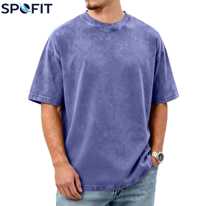 T-shirts pour hommes en coton 100% lourd, de haute qualité, style vintage délavé à l'acide, grandes tailles, coupe ample, pour l'été, vente en gros - Product Image 3