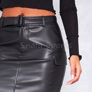 Nueva Colección Primavera/Verano 2026, Falda Midi de Piel Sintética con Pliegues, Estilo Vintage, Cintura Alta, para Mujer - Product Image 6