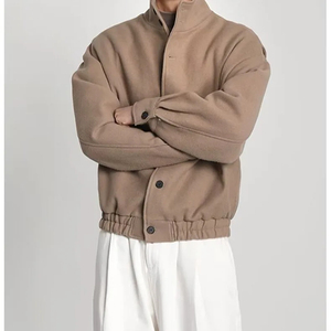 Chaqueta de Lana de Oveja de Lujo para Hombre con Cuello Alto, Estilo Urbano Holgado, Abrigo de Moda Casual Cálido para Otoño e Invierno, Marca Personalizada - Product Image 5