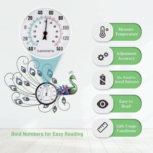 Termometro da Parete per Esterni con Indicatore di Umidità, Facile da Leggere, Decorativo per Interni ed Esterni, per Patio e Giardino - Product Image 3