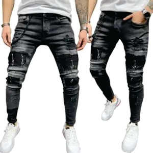 Jeans déchirés Hip-hop pour hommes et femmes, Saison 6, avec longs rubans, style High Street, Grandpa West, décontracté, ample, streetwear - Product Image 6