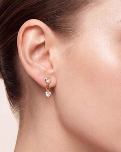 Romantic 2.95 ctw Heart Cut Lab Grown Diamond Bezel Set Paperclip Earrings 18K Yellow Gold - Product Image 5