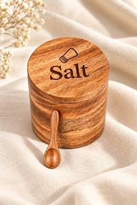 Pot à sel en bois artisanal de qualité supérieure avec couvercle pivotant, étanche, compatible lave-vaisselle, récipient de cuisine naturel pour chefs professionnels - Product Image 6