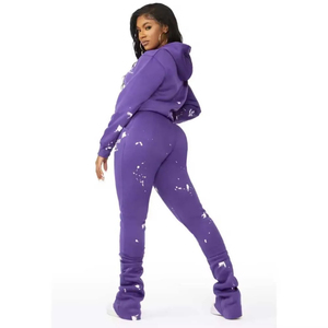 Women <b>Tracksuit</b> Set Hoodie Jogger Pants Casual Activewear Two Piece Outfit Fitness Gym Wear Printed Streetwear Sweat Suit - Product Image 3