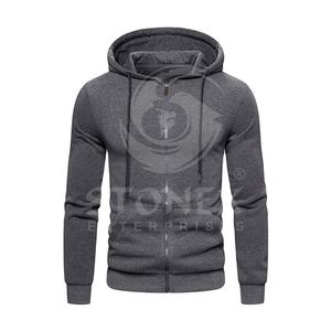 เสื้อฮู้ดซิปผ้าฟลีซคอตตอน 100% คุณภาพสูงสำหรับทุกเพศ ปี 2023 ลายเรียบ พร้อมโลโก้และซับในแบบกำหนดเองสำหรับฤดูหนาว - Product Image 1