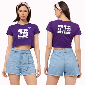 T-shirt personnalisé en gros pour femmes, coupe courte, coupe du monde de football 2026, t-shirt de supporter à manches courtes et col rond - Product Image 1