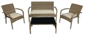 <b>Outdoor</b> <b>Rattan</b> Garden <b>Sofa</b> Set Patio Conversation Furniture Woven Balcony Seating with Cushions - Product Image 1