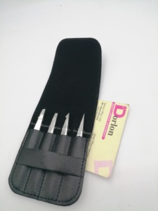 Professional Stainless Steel 4 Pieces Eyebrow Tweezers Set <b>With</b> 3 Holes Custom Logo Durable Beauty <b>Makeup</b> Tweezers for Eyebrows - Product Image 3