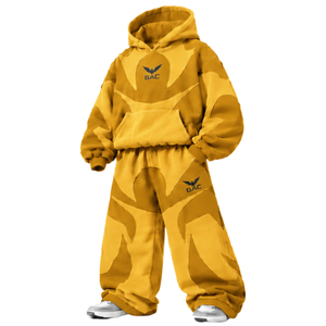 <b>Yellow</b> Oversized <b>Hoodie</b> Sweatpants Set Unisex Streetwear Casual Pullover Matching Tracksuit Relaxed Fit Winter Outfit Clothing - Product Image 3