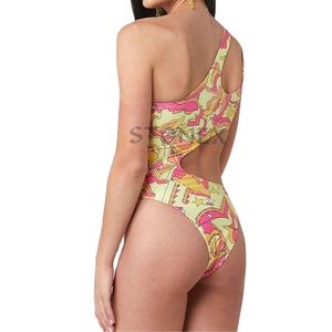 Maillot de bain une pièce imprimé avec logo personnalisé, collection été 2026, asymétrique, meilleur fournisseur du Pakistan - Product Image 6