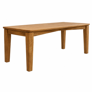 Table à manger rectangulaire moderne et contemporaine en teck massif, écologique, avec plateau sculpté et pieds carrés effilés, mobilier de maison - Product Image 3