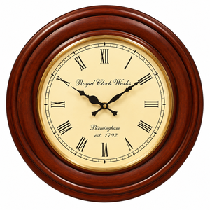 Handcrafted <b>Wooden</b> Quartz <b>Wall</b> <b>Clock</b> with Brass Ring 18 Inch Polished Vintage Needle Display Living Room Wedding Decor - Product Image 1
