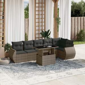 Ensemble de canapés de jardin gris foncé en rotin, mobilier d'extérieur avec coussins en mousse haute densité, design contemporain imperméable - Product Image 3