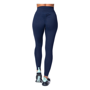 Leggings de yoga noirs taille haute avec coutures contrastées, longueur intégrale, taille élastique, extensibles dans les quatre sens (Spandex/Nylon), séchage rapide, sans coutures - Product Image 4