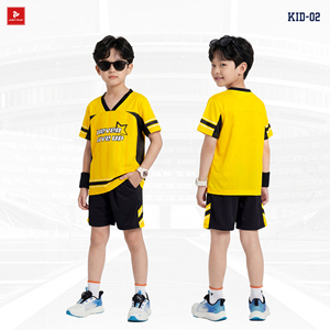 ชุดเสื้อกีฬาเด็ก JUST PLAY แขนสั้น สีขาว-น้ำเงิน โพลีเอสเตอร์ ระบายอากาศได้ดี กางเกงขาสั้นตาข่าย พิมพ์ลายแบบรีดร้อน สีตามสั่ง - Product Image 6