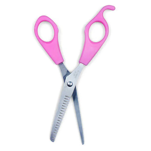 กรรไกรซอยผมด้ามพลาสติกสีชมพูสำหรับช่างตัดผมมืออาชีพ ผลิตโดย OEM  ใบมีดสแตนเลส - Product Image 1