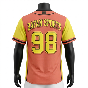 T-shirt 100% coton pour homme, coupe ample, imprimé, style baseball, 190 GSM, polyester respirant, logo orange jaune - Product Image 2