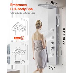 Sistema Doccia a Cascata in Acciaio Inox Spazzolato 53 con Rubinetto a 5 Funzioni, Accessori per Cabina Doccia - Product Image 2