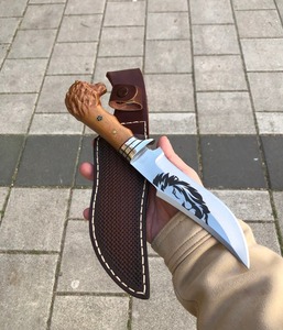D2 Steel <b>Knife</b> Custom Bowie Hunting Bowie <b>Knife</b> <b>Bone</b> <b>Handle</b> Fixed Blade Outdoor Survival Cutting - Product Image 2