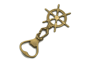 Vintage Brass Bottle Opener Nautical <b>Ship</b> <b>Wheel</b> Design Decorative Bar Accessory for Home and Hospitality Use - Product Image 2