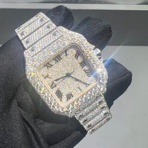 Reloj Mecánico de Lujo de Acero Inoxidable con Incrustaciones Completas de Diamantes VVS Moissanite, Esfera con Indicadores, Estilo Hip-Hop Brillante - Product Image 4