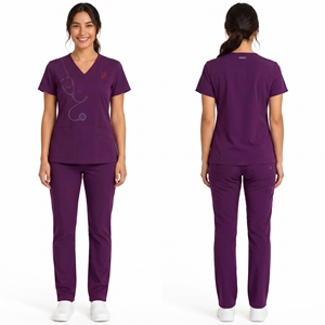 Conjunto de Ropa Médica sin Costuras, Diseño de Logotipo Personalizado OEM, Uniforme de Enfermería Unisex, Poliéster/Algodón de Alta Calidad Tejido con Aguja - Product Image 5