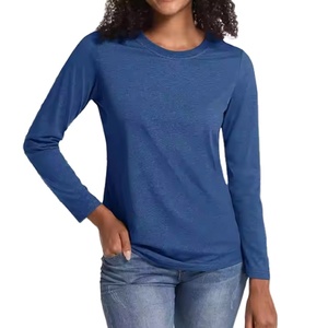 เสื้อยืดคอกลมแขนยาวผ้าคอตตอน100% เข้ารูปสำหรับผู้หญิงเสื้อยืดผ้านิ่มเรียบๆแฟชั่นสำหรับผู้หญิงจาก BD - Product Image 1