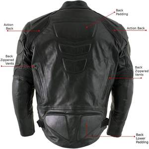 Blouson de moto en cuir noir de style racer pour homme 2025, armure CE, taille 3X-Large, vêtements de course automobile haut de gamme - Product Image 6