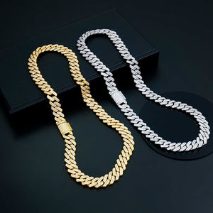 Collier cubain en moissanite couleur or rose, chaîne à maillons micro-pavés, bijoux en argent pour hommes - Product Image 2