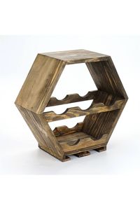 Elegante soporte de exhibición de vino de mesa, accesorio de comedor con estilo, soporte artesanal de bambú, decoración geométrica de madera. - Product Image 4