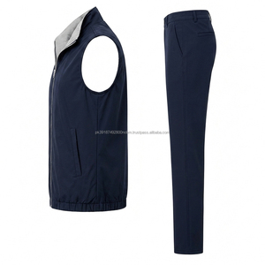 Custom <b>Mens</b> <b>Navy</b> <b>Blue</b> Stand Collar Casual Reversible Breathable Winter Warm <b>Gilet</b> & Trouser Set OEM Clothing Manufacturer - Product Image 5