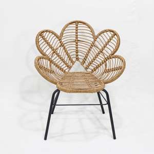 Comhome-Chaise Lounge de mimbre de plástico natural con cojines profundos y características a juego para una relajación cómoda - Product Image 1