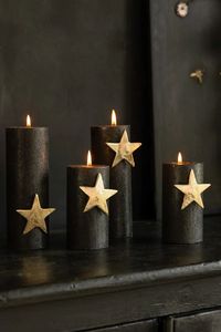 Portavelas Blancos con Decoración de Estrella de Latón, 3 Piezas, Hechos a Mano, Decoración Navideña Minimalista para Mesa - Product Image 5